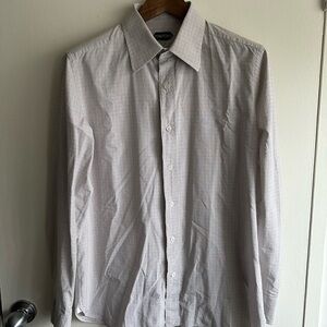 Tom Ford Light Gray Micro Check Dress Shirt